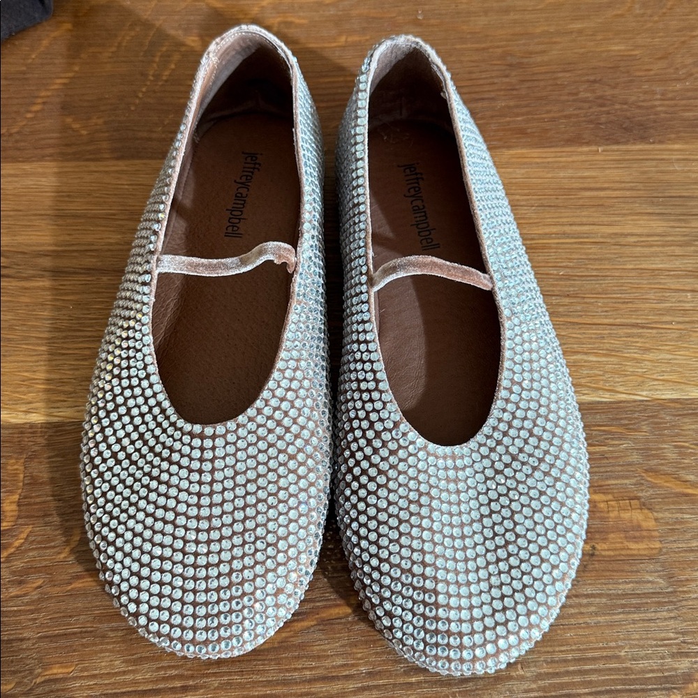 Jeffrey Campbell Silver Rhinestone Flats